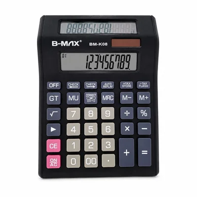 Calculadora De Mesa 2 Visores 12 Dígitos B-max Bm-k08 Display Duplo Solar Pilha