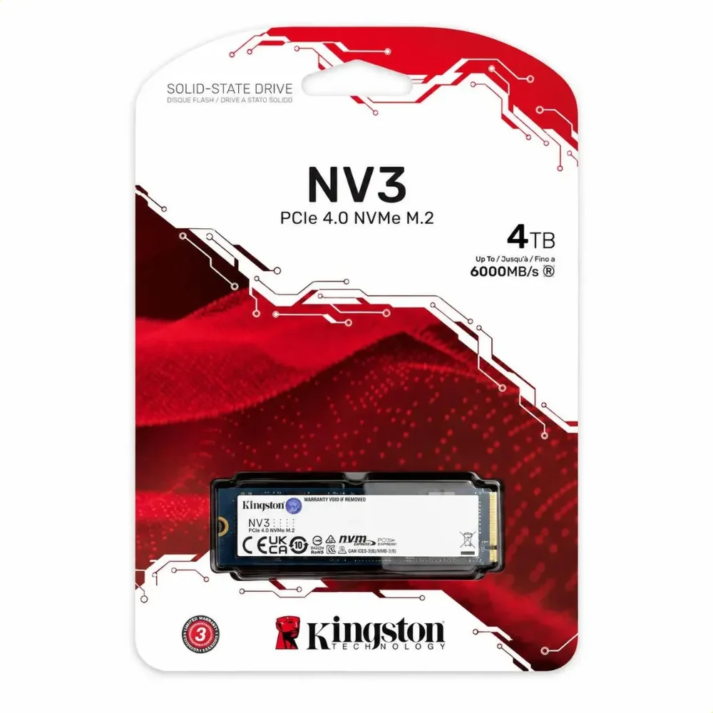 SSD M.2 4TB Kingston Nv3 Nvme PCie Snv3s/4000g 6000/5000 Mb/s