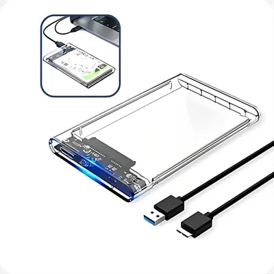 Case Hd Externo Transparente Para Hd/ssd Sata 2,5″ Adaptador Portátil Notebook E PC