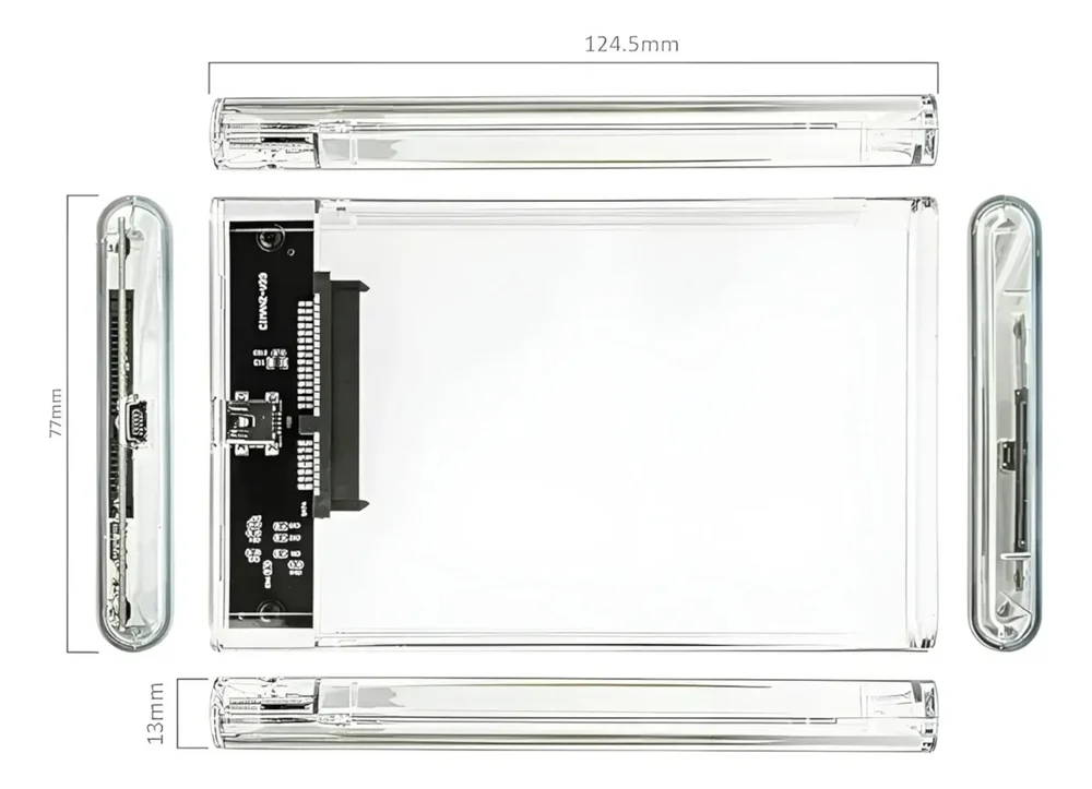 Imagem 4 de 5 do produto Case Hd Externo Transparente Para Hd/ssd Sata 2,5″ Adaptador Portátil Notebook E PC