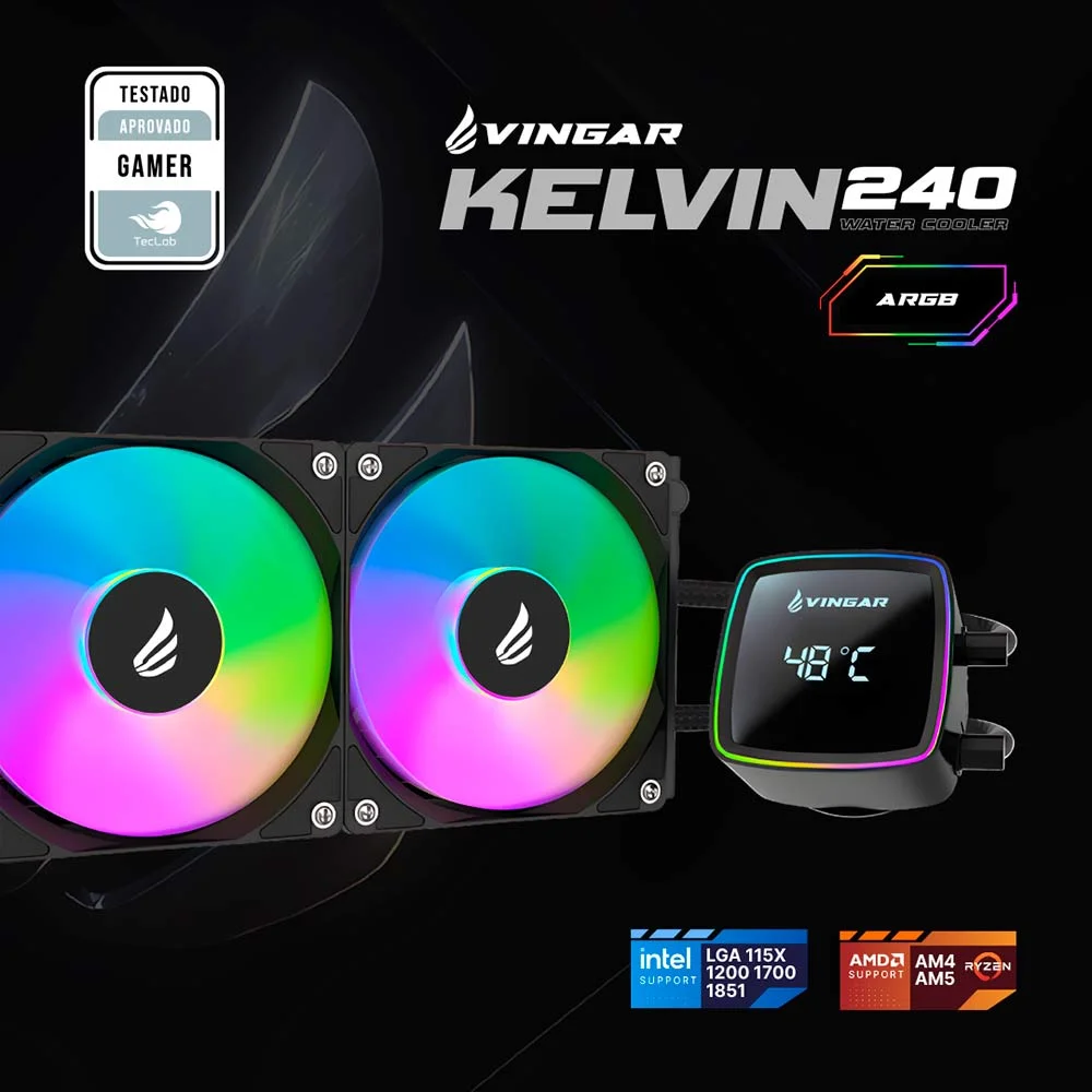 Water Cooler Vingar Kelvin 240 ARGB – Alta Performance Em Refrigeração Líquida Intel E Amd 6
