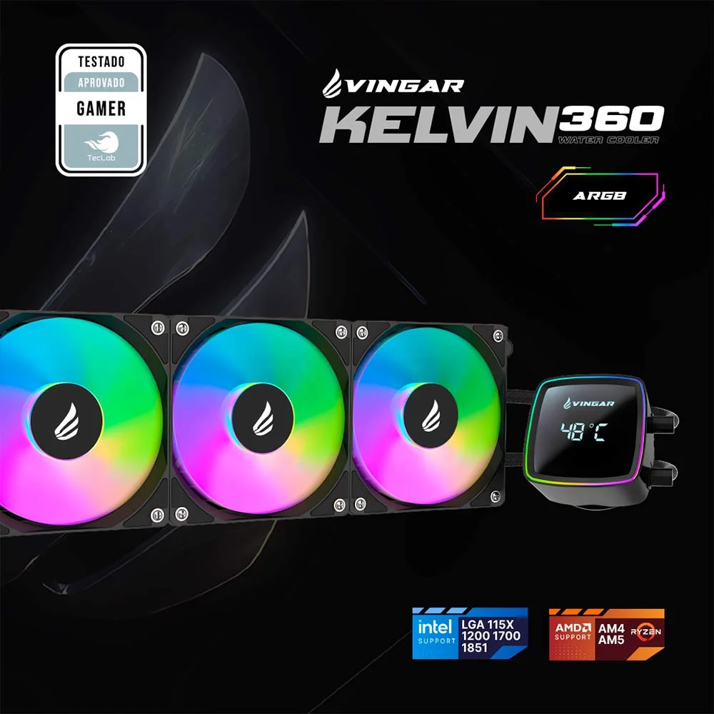 Water Cooler Vingar Kelvin 360 ARGB – Alta Performance Em Refrigeração Líquida Intel E Amd 6
