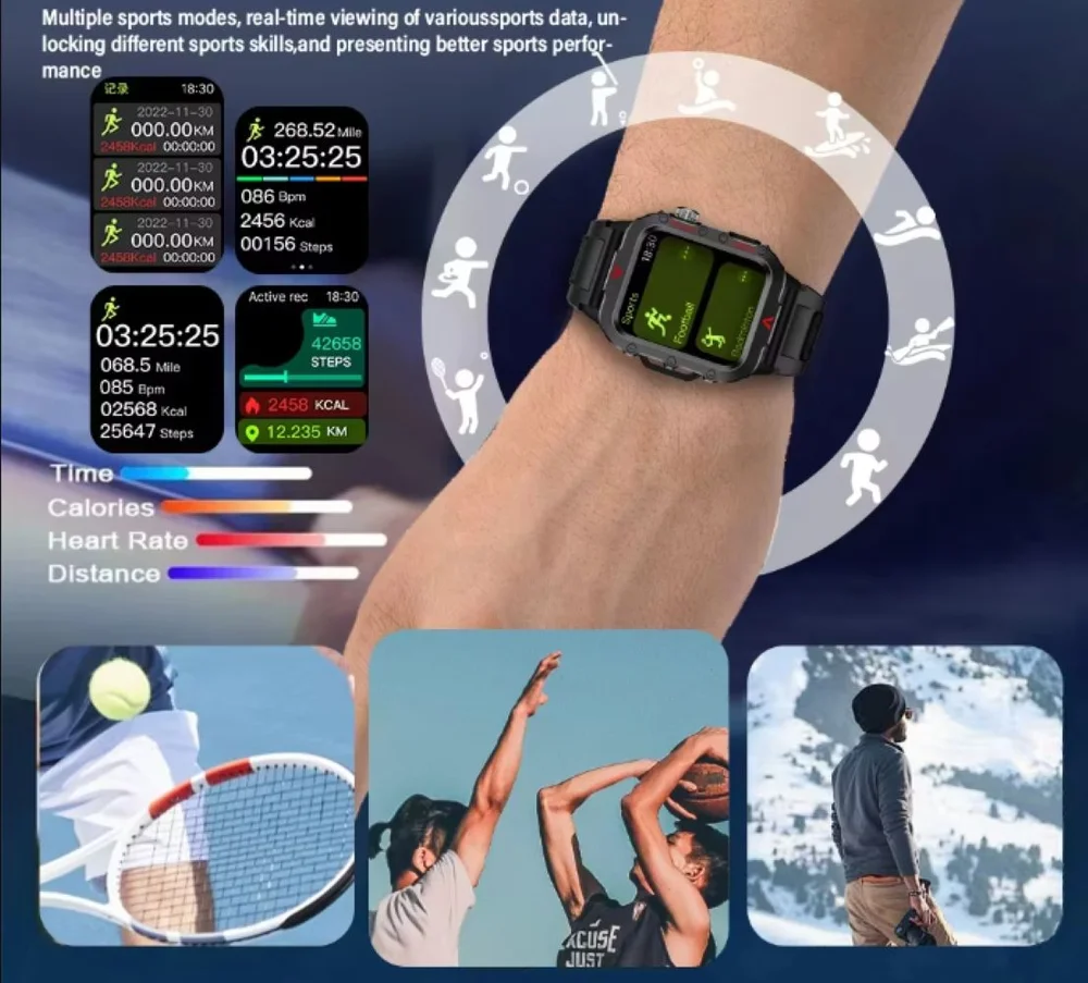 Relógio Smartwatch Masculino Laxasfit 1.71" Bluetooth | Oxigênio No Sangue, Monitor Cardíaco, Multiesportes E Lanterna LED