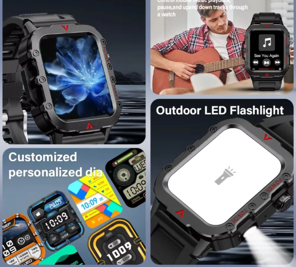 Relógio Smartwatch Masculino Laxasfit 1.71" Bluetooth | Oxigênio No Sangue, Monitor Cardíaco, Multiesportes E Lanterna LED