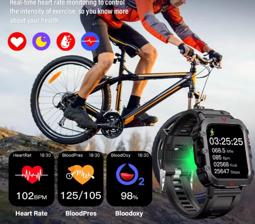 Relógio Smartwatch Masculino Laxasfit 1.71" Bluetooth | Oxigênio No Sangue, Monitor Cardíaco, Multiesportes E Lanterna LED