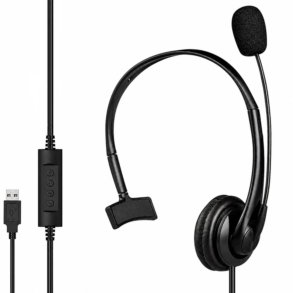 Imagem 2 de 4 do produto Fone Headset Monoauricular Microfone Conexão Usb Com Mudo