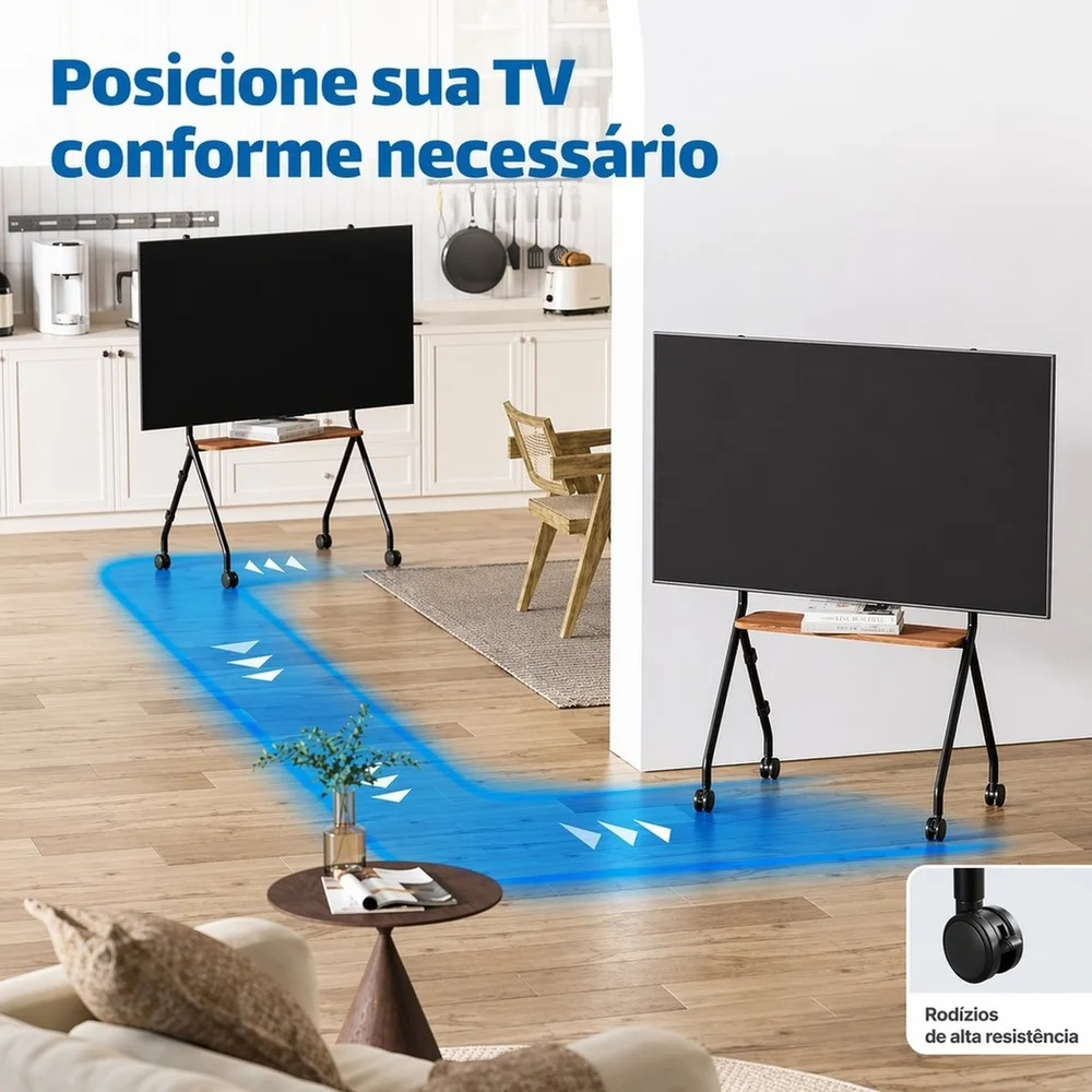 Imagem 3 de 5 do produto Suporte Móvel Para Tv 32 A 75 " Com Rodinhas Freio Prateleira Ajustável Le-3427