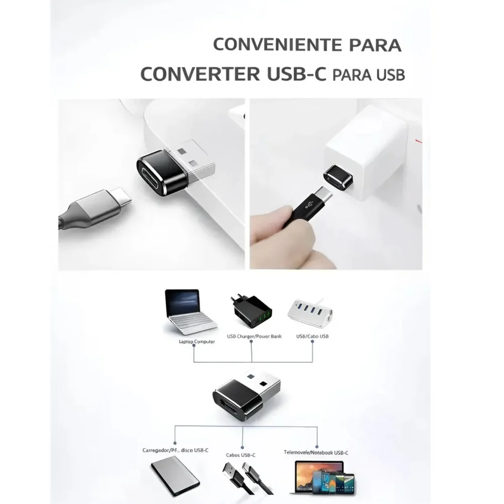 Imagem 4 de 5 do produto Adaptador Otg Usb-a Para Usb-c 2.0 B-max Bm-8647 Compacto Celular Notebook