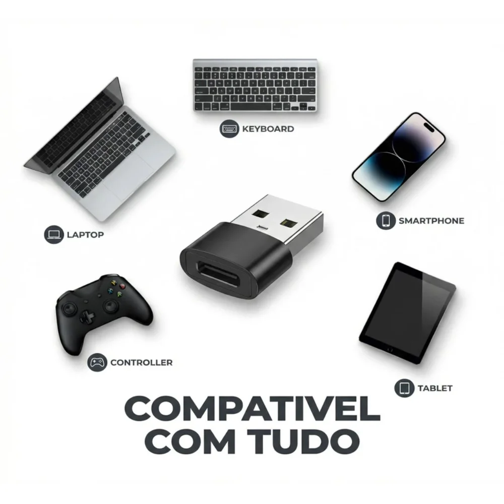 Imagem 5 de 5 do produto Adaptador Otg Usb-a Para Usb-c 2.0 B-max Bm-8647 Compacto Celular Notebook