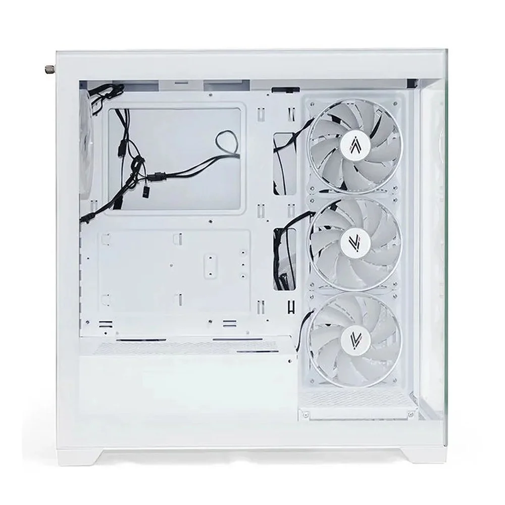 Imagem 2 de 5 do produto Gabinete Gamer Aquário Hi Level Lv510wh - Vidro Temperado - 4 Coolers Inclusos - Atx - Branco