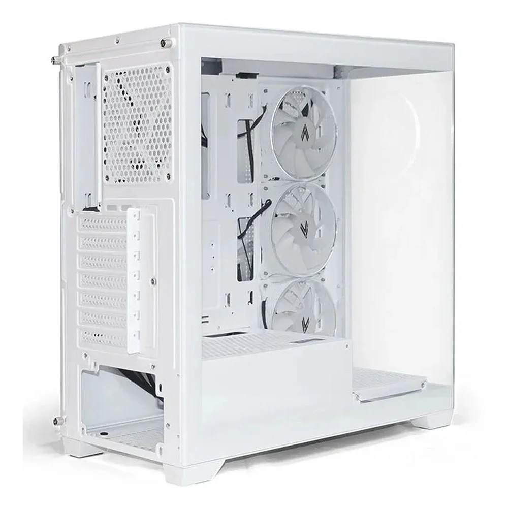 Imagem 3 de 5 do produto Gabinete Gamer Aquário Hi Level Lv510wh - Vidro Temperado - 4 Coolers Inclusos - Atx - Branco