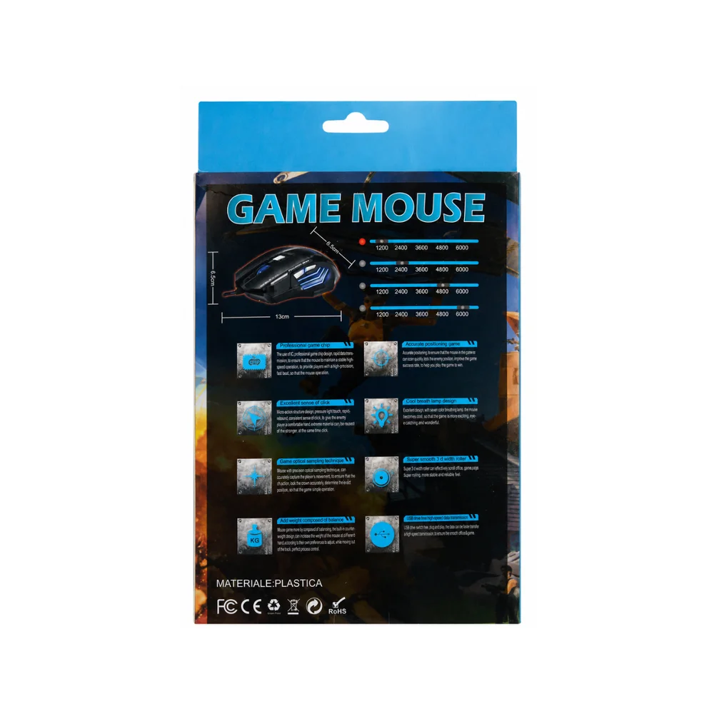Imagem 5 de 5 do produto Mouse Gamer Renux Com Fio Usb 6000 Dpi 7 Botões Re-mou 526