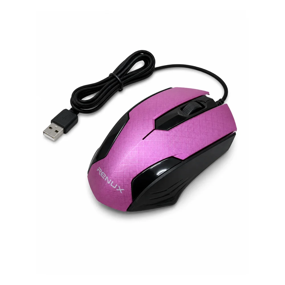 Mouse Renux Rosa Com Fio Usb, 1200 Dpi, 3 Botões Re-mou-517 Mouse Renux Rosa Com Fio Usb, 1200 Dpi, 3 Botões Re-mou-517