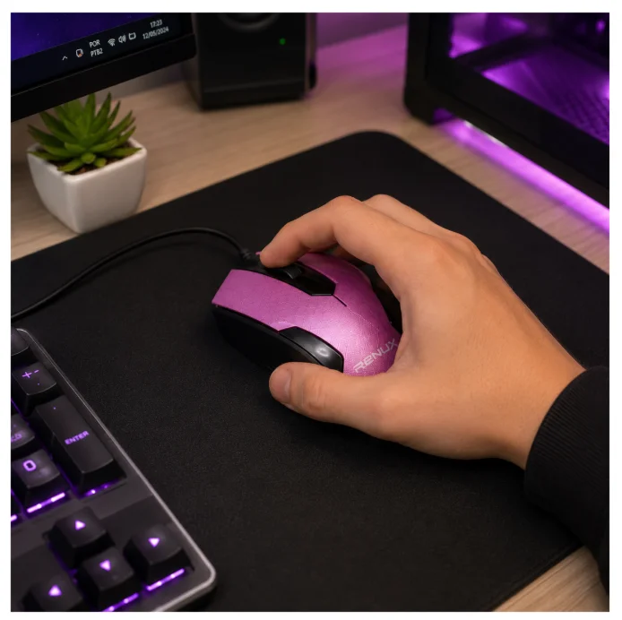 Mouse Renux Rosa Com Fio Usb, 1200 Dpi, 3 Botões Re-mou-517 Mouse Renux Rosa Com Fio Usb, 1200 Dpi, 3 Botões Re-mou-517