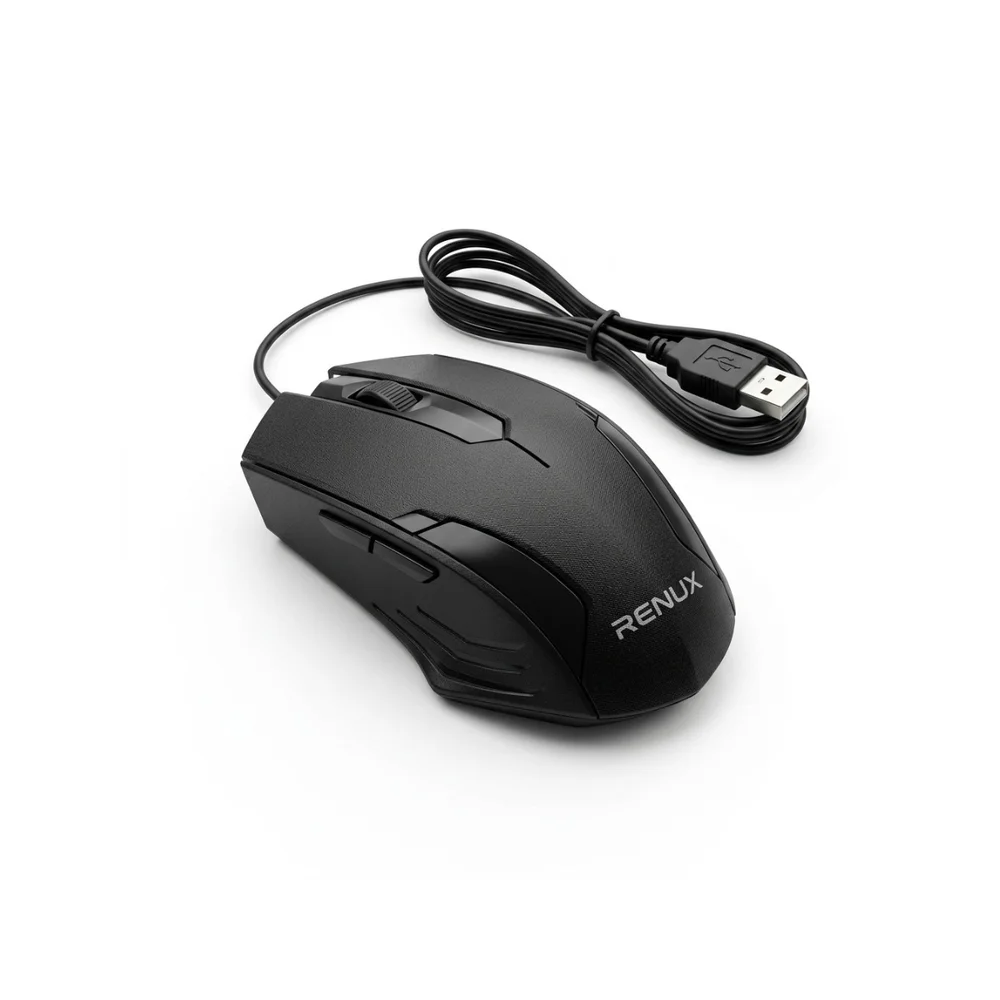 Mouse Renux Preto Com Fio Usb, 1200 Dpi, 3 Botões Re-mou-517 Mouse Renux Preto Com Fio Usb, 1200 Dpi, 3 Botões Re-mou-517