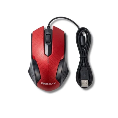 Mouse Renux Vermelho Com Fio Usb, 1200 Dpi, 3 Botões Re-mou-517