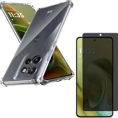 Capa Tpu Anti Choque + Película Privacidade Fosca Para Moto G57 5g
