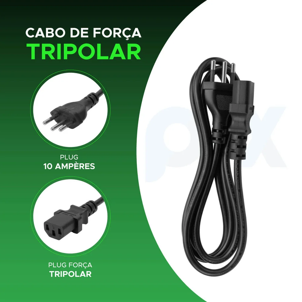 Imagem 4 de 5 do produto Cabo Força Tripolar 1,5m 10a 3x0,75mm PC Tv Notebook Fonte