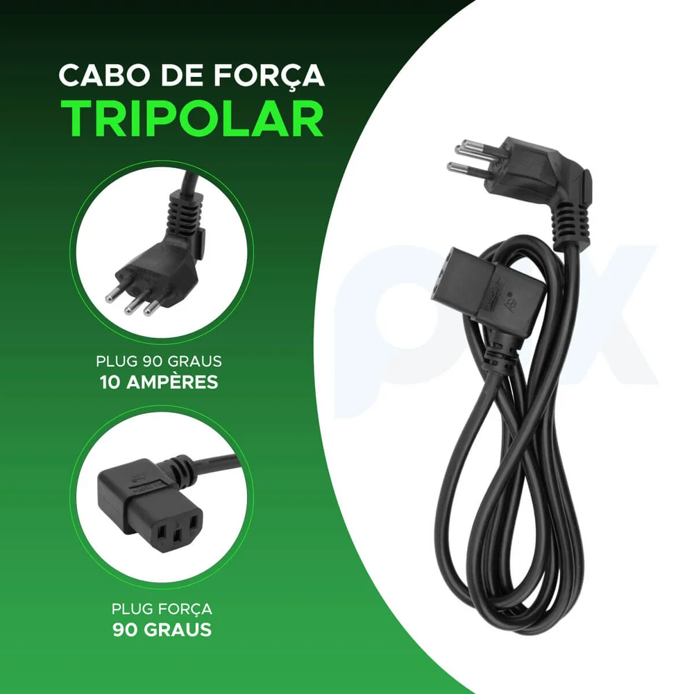 Imagem 4 de 5 do produto Cabo De Força Tripolar 90x90 Graus 1,5m Para PC Tv E Fonte