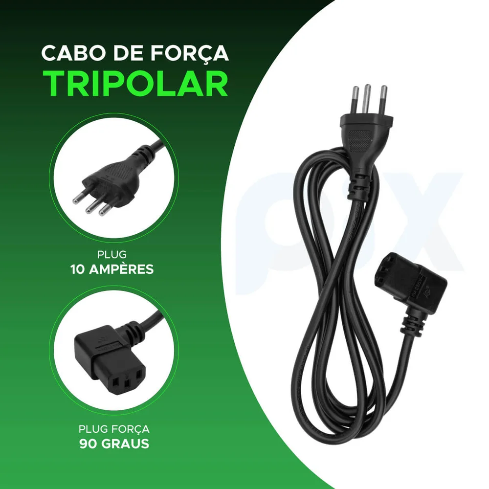 Imagem 4 de 5 do produto Cabo De Força Tripolar 90 Graus 1,5m Para PC Tv Note E Fonte