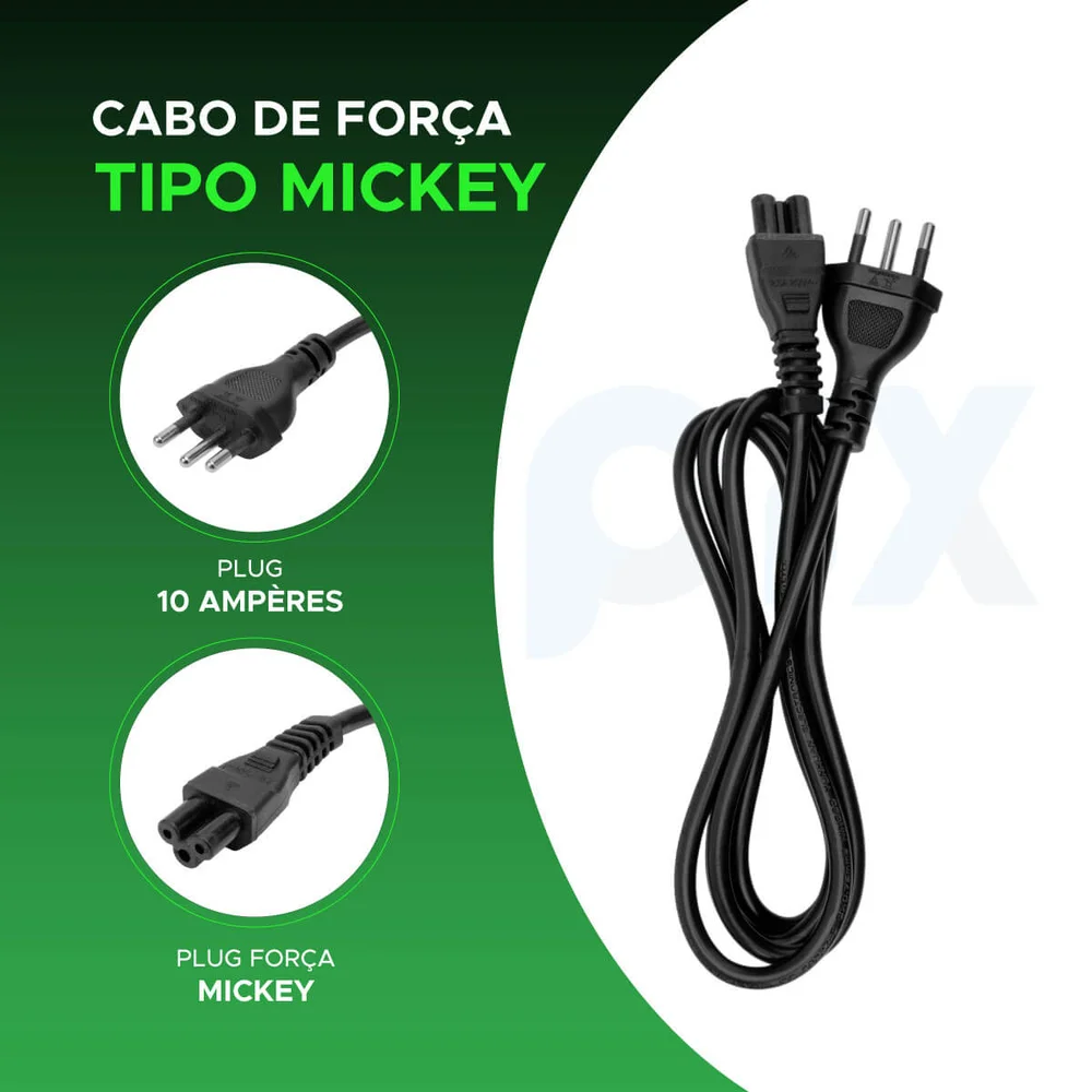 Imagem 4 de 5 do produto Cabo De Força Tipo Mickey 1,5m Monitor Tv Nobreak E Projetor