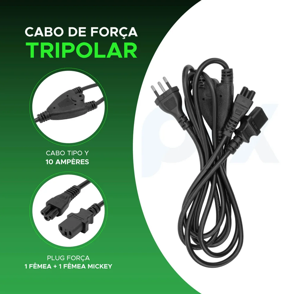 Imagem 4 de 5 do produto Cabo Força Y Dupla Fêmea  1 Tripolar Com 1 Mickey 2 Metros