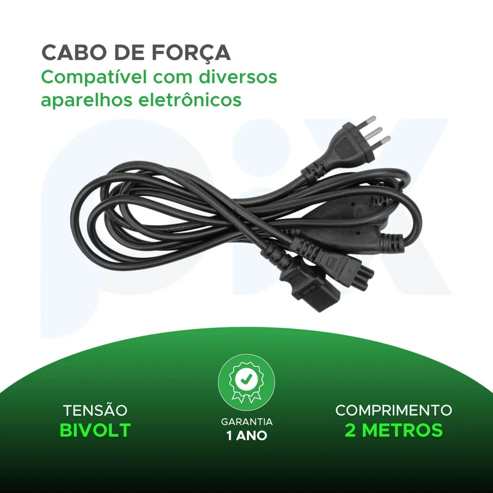 Imagem 5 de 5 do produto Cabo Força Y Dupla Fêmea  1 Tripolar Com 1 Mickey 2 Metros