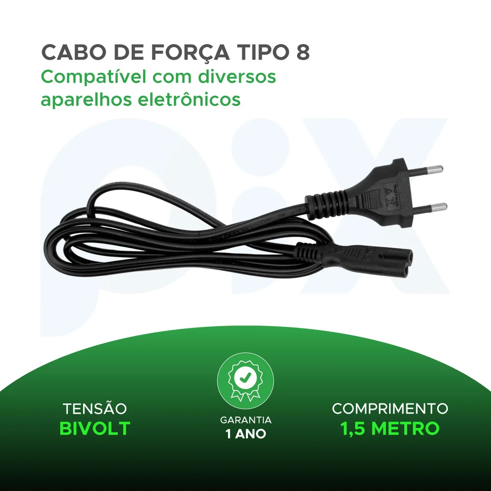 Imagem 4 de 5 do produto Cabo De Força Tipo 8 1,5m Para Smart Tv Console E Rádio