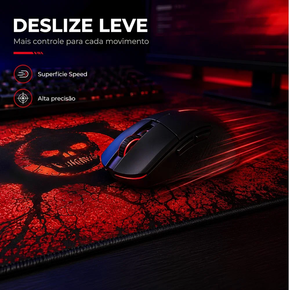 Imagem 3 de 5 do produto Mousepad Gamer Exbom Caveira Extragrande 70x35cm Antiderrapante Dobrável - Mp-7035c32