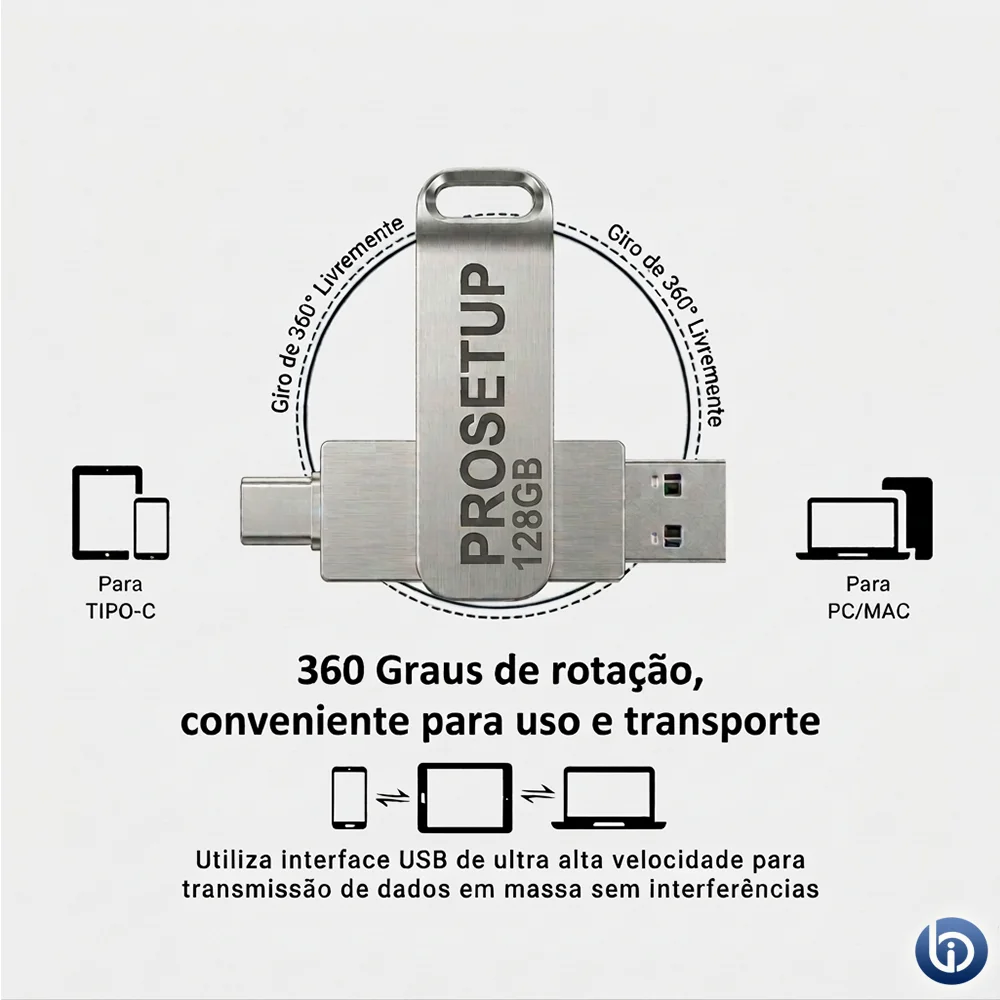 Pen Drive 128GB Prosetup Datatraveler Usb 2.0 + Usb-c - Gen 1 - Avanshare Pen Drive 128GB Prosetup Datatraveler Usb 2.0 + Usb-c - Gen 1 - Avanshare