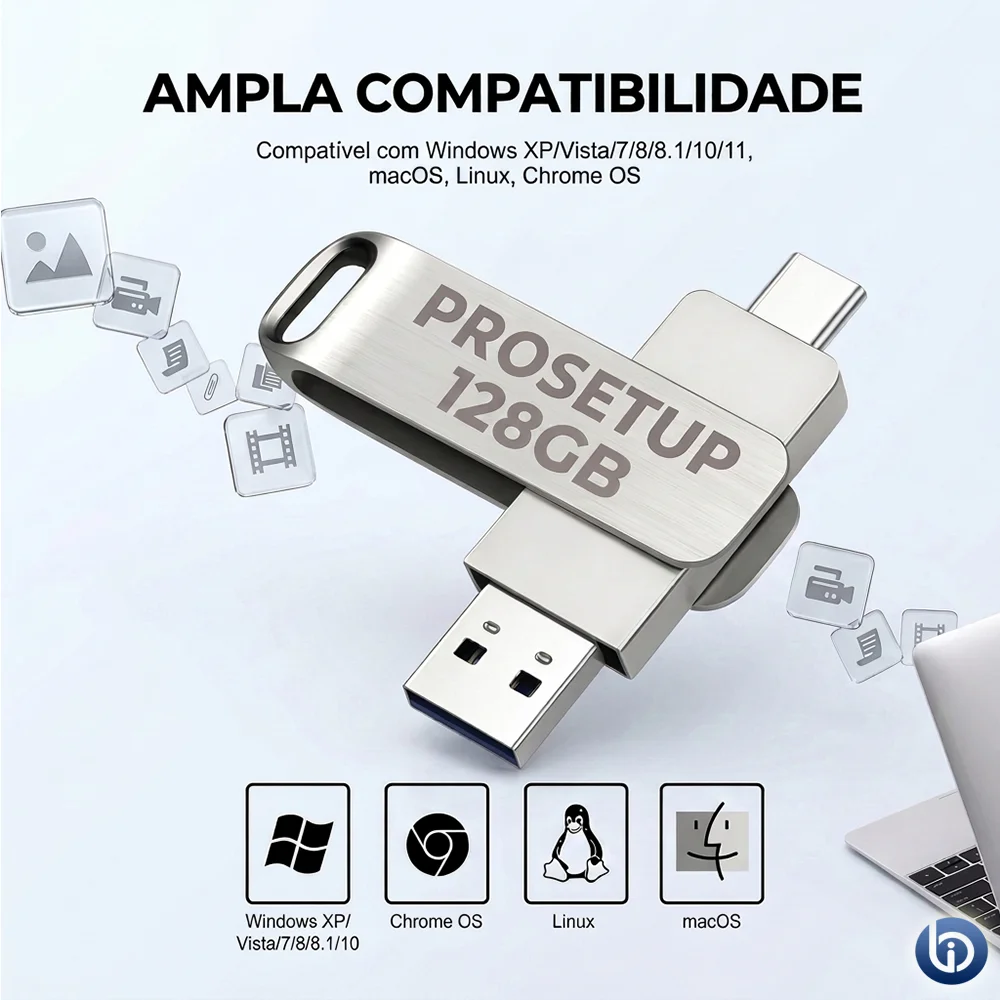 Pen Drive 128GB Prosetup Datatraveler Usb 2.0 + Usb-c - Gen 1 - Avanshare Pen Drive 128GB Prosetup Datatraveler Usb 2.0 + Usb-c - Gen 1 - Avanshare