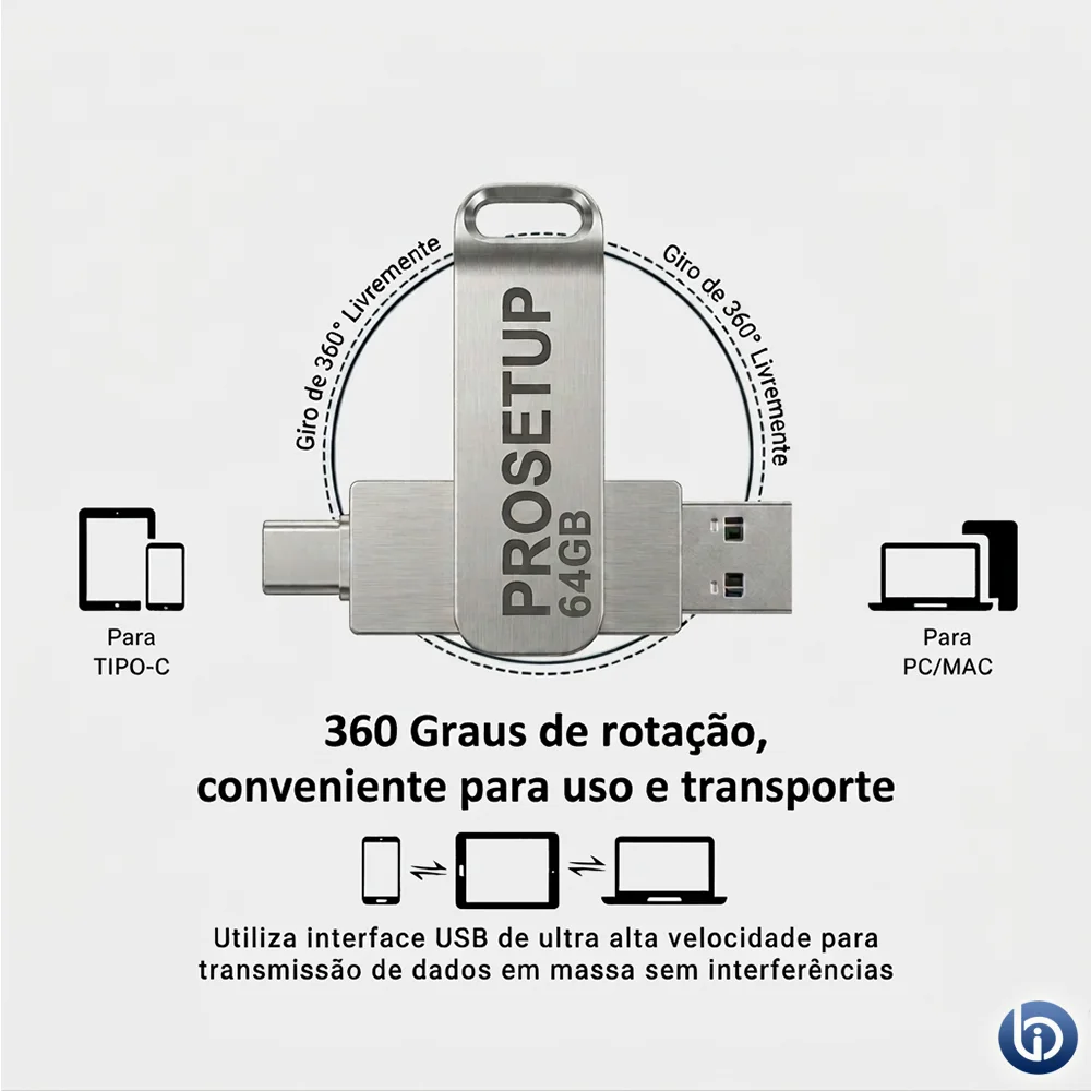 Imagem 5 de 5 do produto Pen Drive 64gb Prosetup Datatraveler Usb 2.0 + Usb-c - Gen 1 - Avanshare