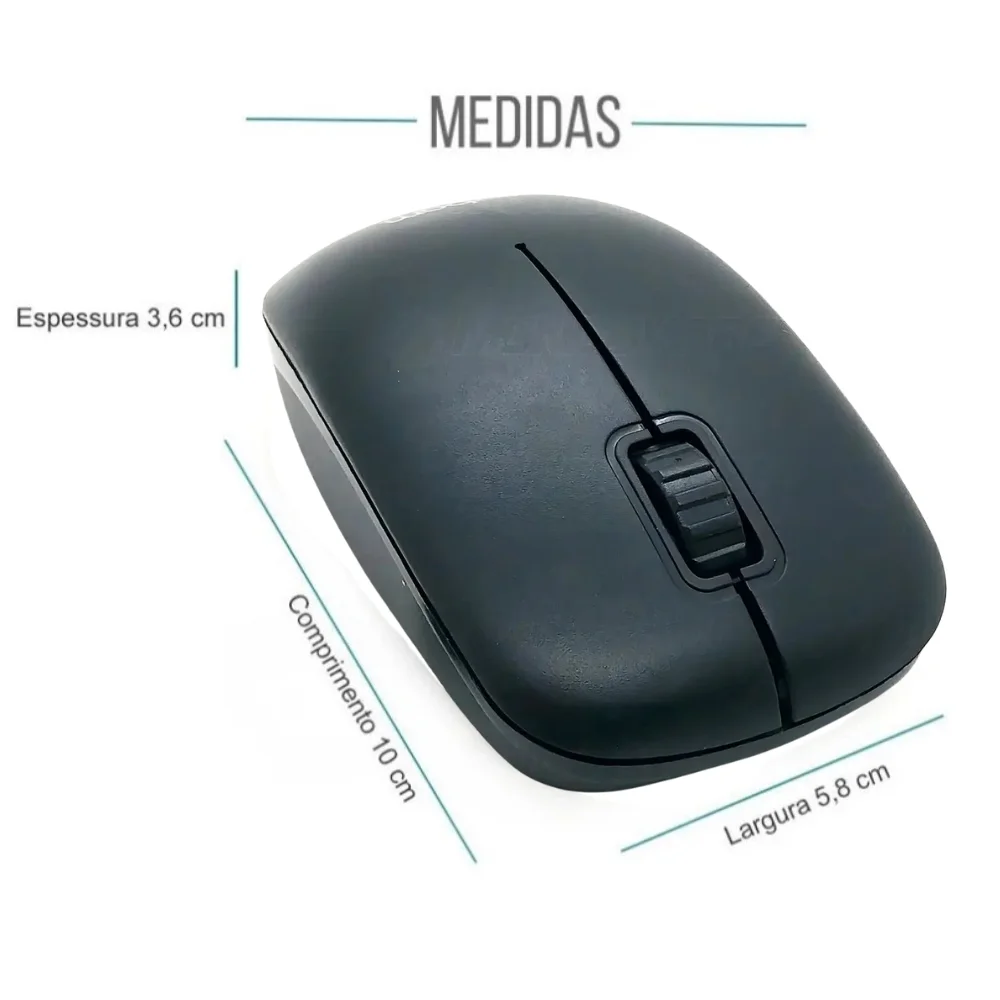 Imagem 3 de 5 do produto Mouse Sem Fio Qualidade 2.4 Ghz Usb Preto Ergonômico Exbom - Panami