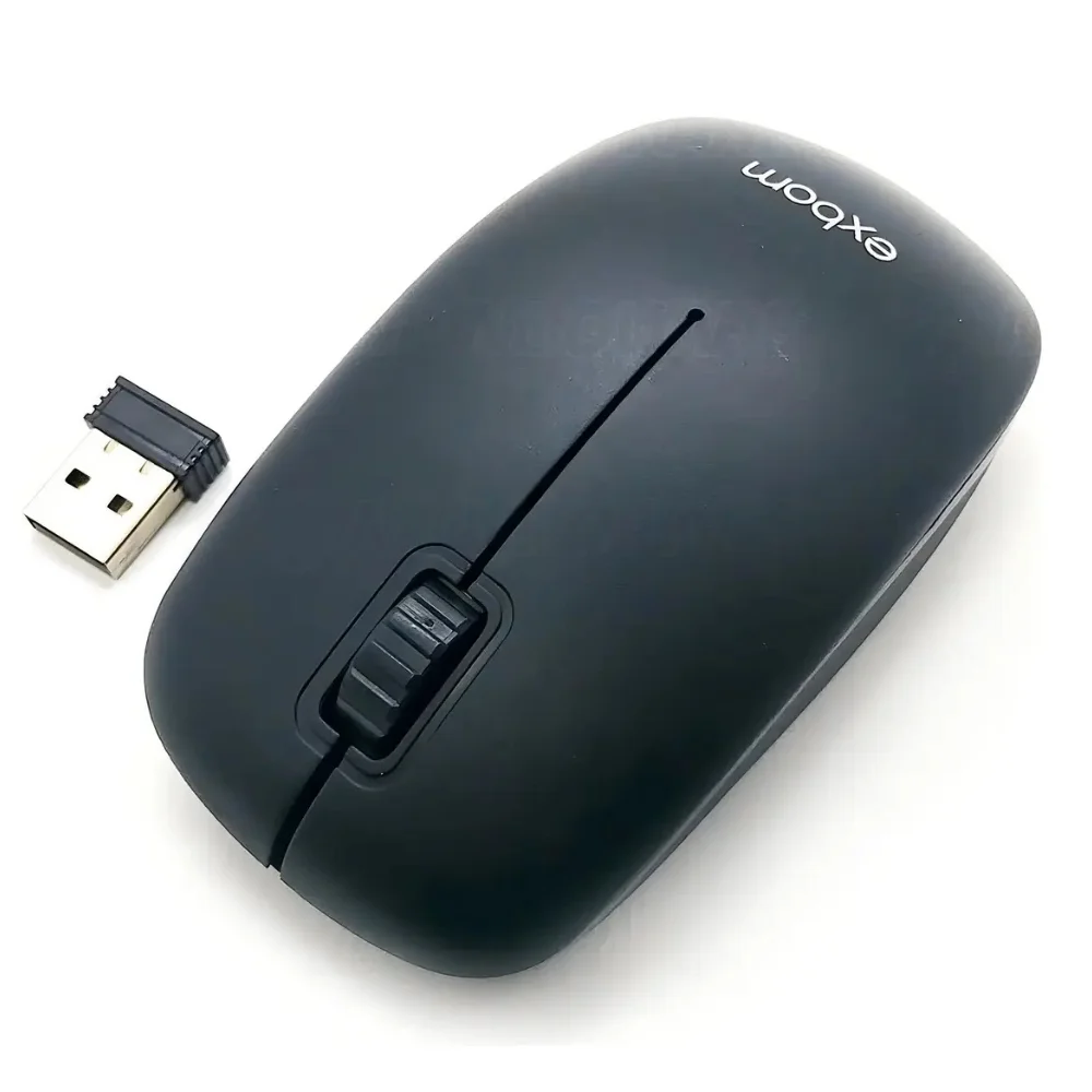 Imagem 4 de 5 do produto Mouse Sem Fio Qualidade 2.4 Ghz Usb Preto Ergonômico Exbom - Panami