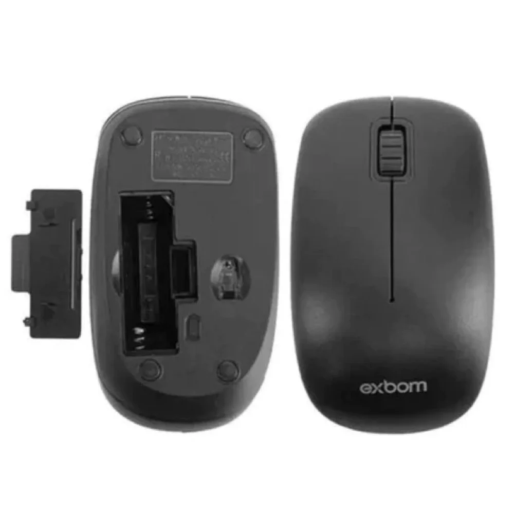 Imagem 5 de 5 do produto Mouse Sem Fio Qualidade 2.4 Ghz Usb Preto Ergonômico Exbom - Panami