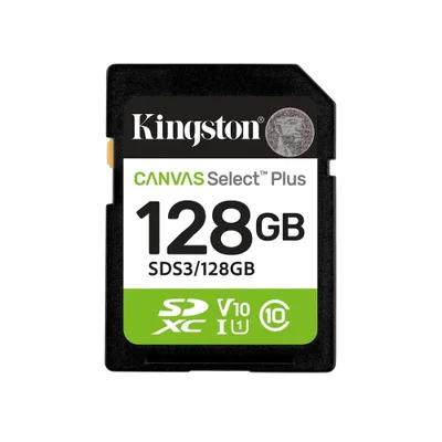Cartão De Memória Kingston Canvas Select Plus Gen3 128GB Leitura 150mb/s Classe 10 U1 V10 A1 - Sds3/128GB