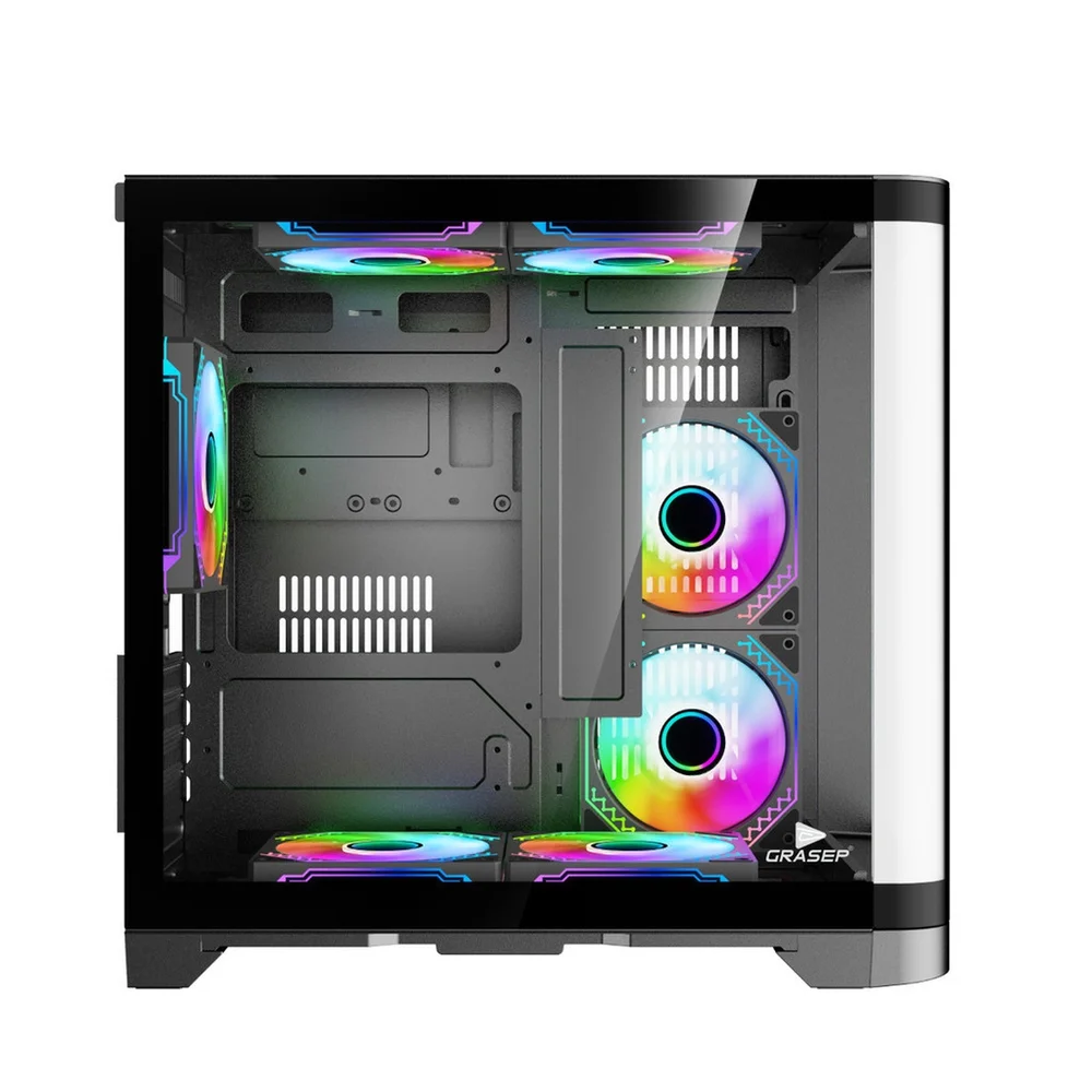 Imagem 5 de 5 do produto Gabinete Gamer Mini Tower Vidro Temperado Black M-atx Sem Fonte Com 5 Fans Rainbow RGB D-matx11