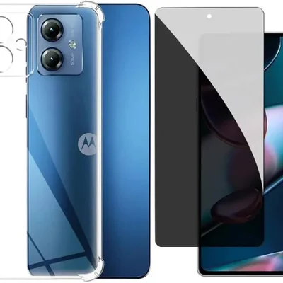 Kit Capinha Transparente + Película 3d Vidro Privacidade Para Moto G54