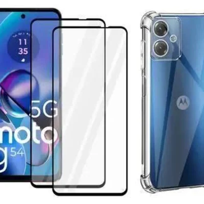 2un Película 3d Vidro + 1x Capa Para Moto G54 5g Transparente