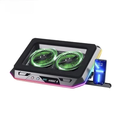 Suporte Para Notebook Com Cooler RGB 2 Ventoinhas Base Ajustável Hub 6 Portas Delta-b3126gg