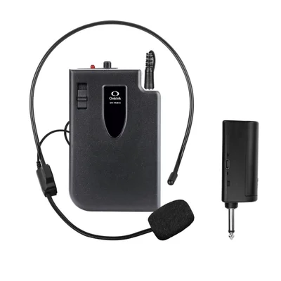 Microfone Sem Fio Headset Portátil 2.4ghz Profissional Receptor Bateria 8h Alcance 40m On-mc844