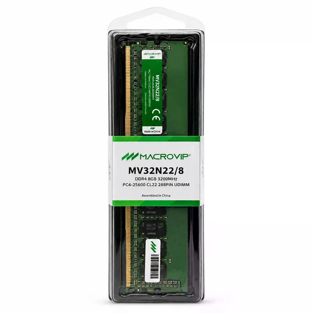 Memória Macrovip Intel, 8GB, Ddr4, 3200mhz, Cl22, Preto, Mv32n22/8i