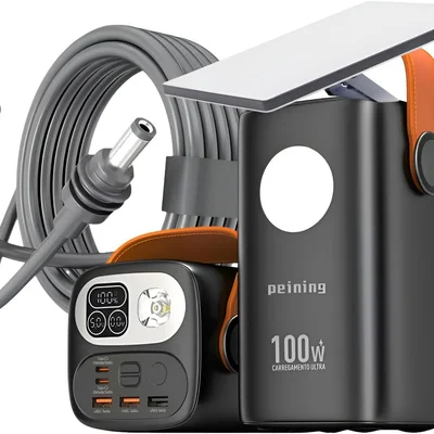 Power Bank 100w 60000mah + Cabo Usb-c/dc 3m Para Starlinkk Mini Antena Bateria Portátil Externa Potente Carregador Energ
