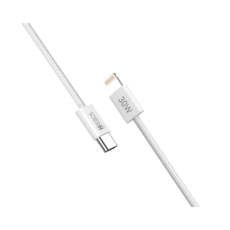 Imagem 3 de 5 do produto Cabo Hrebos Skipper Volt Cb-487i Usb-c Compativel Com  Lightning 2 Metros 30w Carregamento Rápido Para Iphone Ios Branco