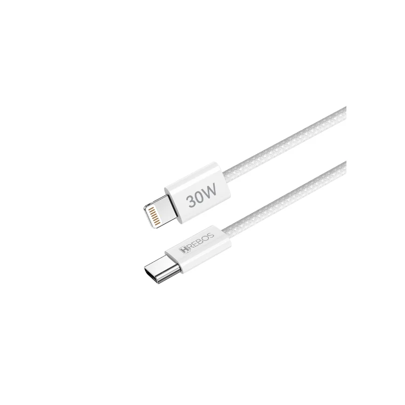 Imagem 4 de 5 do produto Cabo Hrebos Skipper Volt Cb-487i Usb-c Compativel Com  Lightning 2 Metros 30w Carregamento Rápido Para Iphone Ios Branco