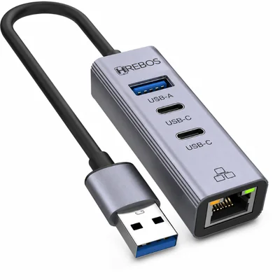 Hub Usb Multifuncional Rj45 Ethernet Flowhub Ad-262 Hrebos Usb 3.0 Adaptador Rede Lan Para Notebook PC Mac Linux