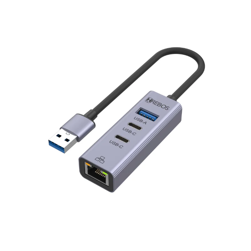 Imagem 3 de 5 do produto Hub Usb Multifuncional Rj45 Ethernet Flowhub Ad-262 Hrebos Usb 3.0 Adaptador Rede Lan Para Notebook PC Mac Linux