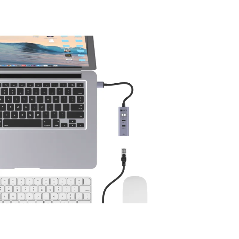 Imagem 5 de 5 do produto Hub Usb Multifuncional Rj45 Ethernet Flowhub Ad-262 Hrebos Usb 3.0 Adaptador Rede Lan Para Notebook PC Mac Linux