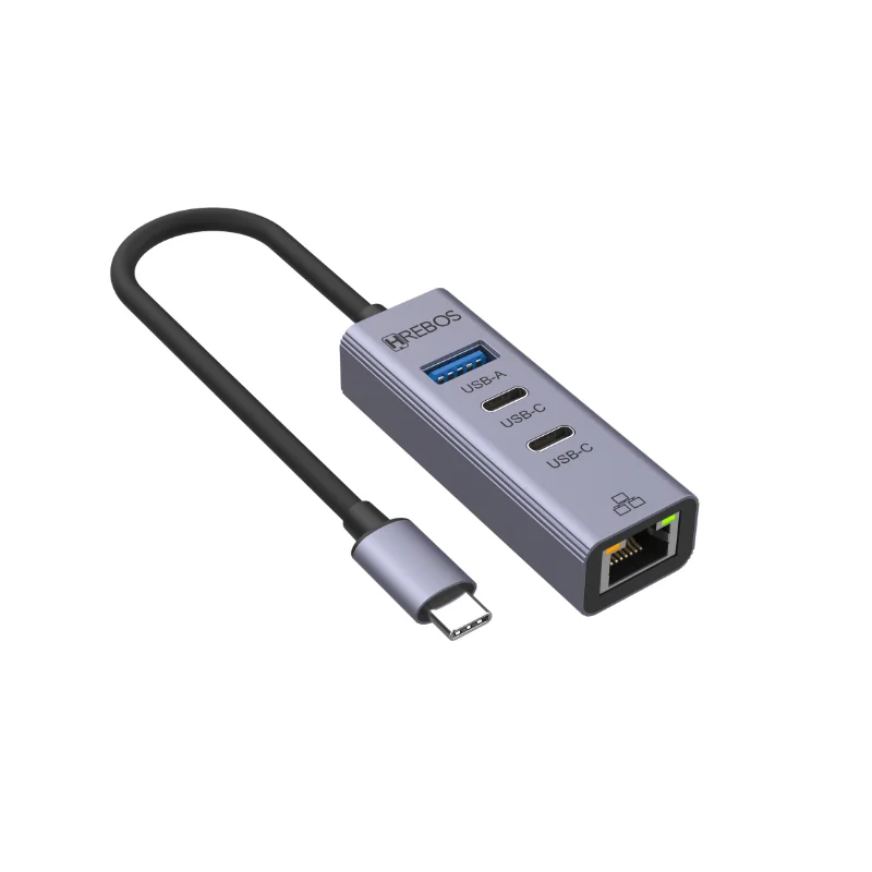 Imagem 3 de 5 do produto Hub Usb Type-c Multifuncional Rj45 Ethernet 7 Portas Flowhub Ad-263c Hrebos Para Notebook PC Mac Linux