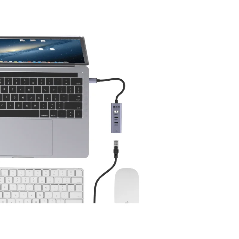 Imagem 4 de 5 do produto Hub Usb Type-c Multifuncional Rj45 Ethernet 7 Portas Flowhub Ad-263c Hrebos Para Notebook PC Mac Linux